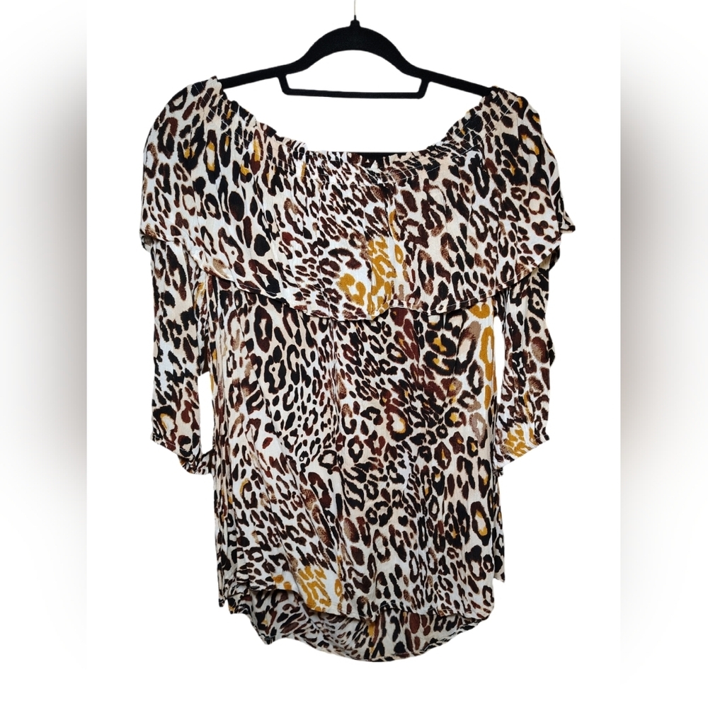 Roaman’s Leopard Print Top – Size 14W | Off-Shoulder Option - Picture 3 of 10